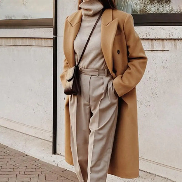 Warm Elegant Doppelreihiger Trenchmantel Für Damen Mantel