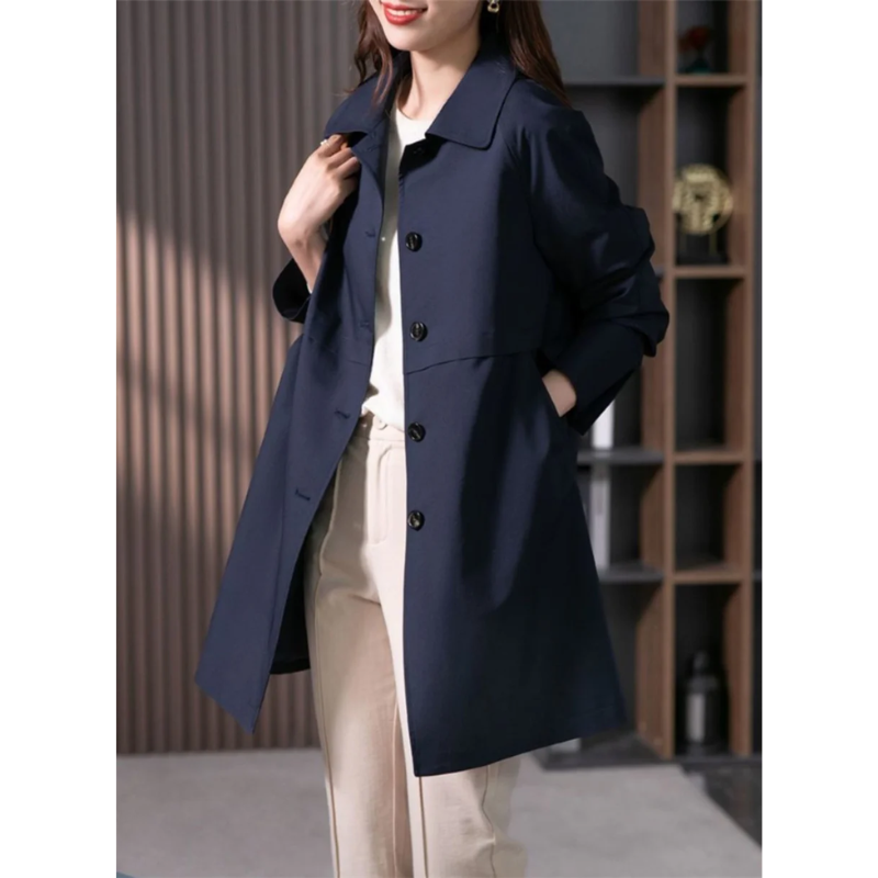 Warm Wasserdichter Trenchcoat Für Damen Lässig Mantel