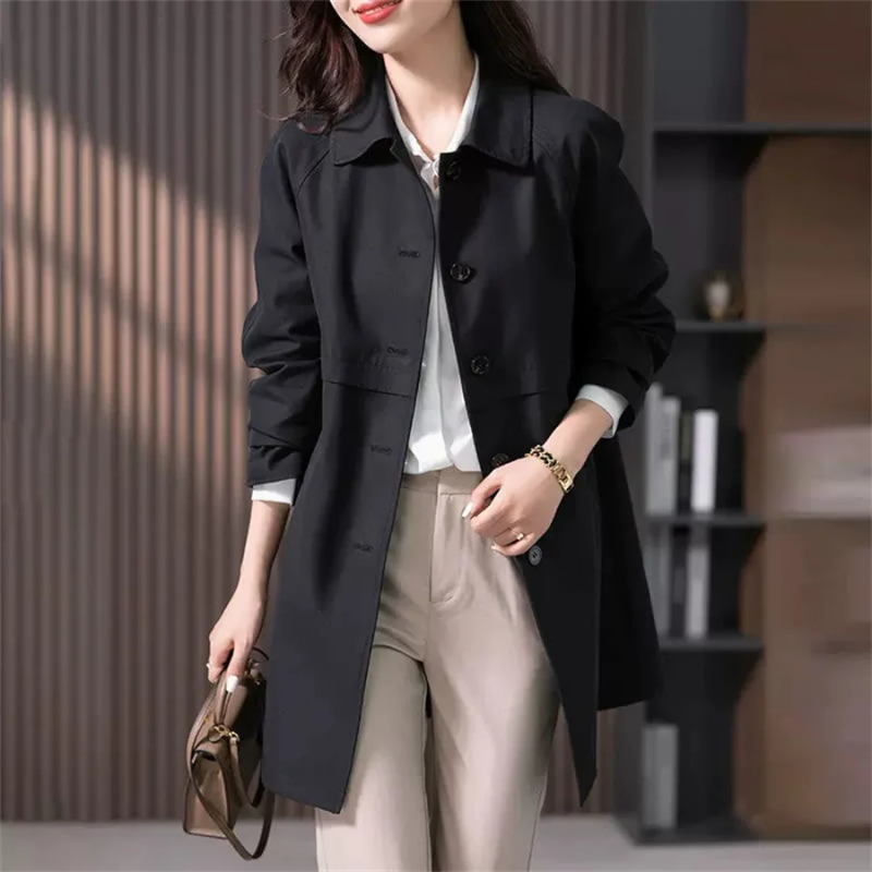 Warm Wasserdichter Trenchcoat Für Damen Lässig Mantel