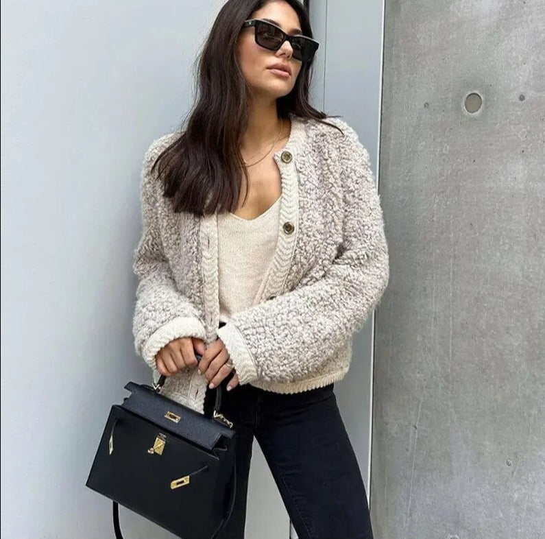 Warm Weich Gefüttert Modischer Teddy Elegant Damen Mantel