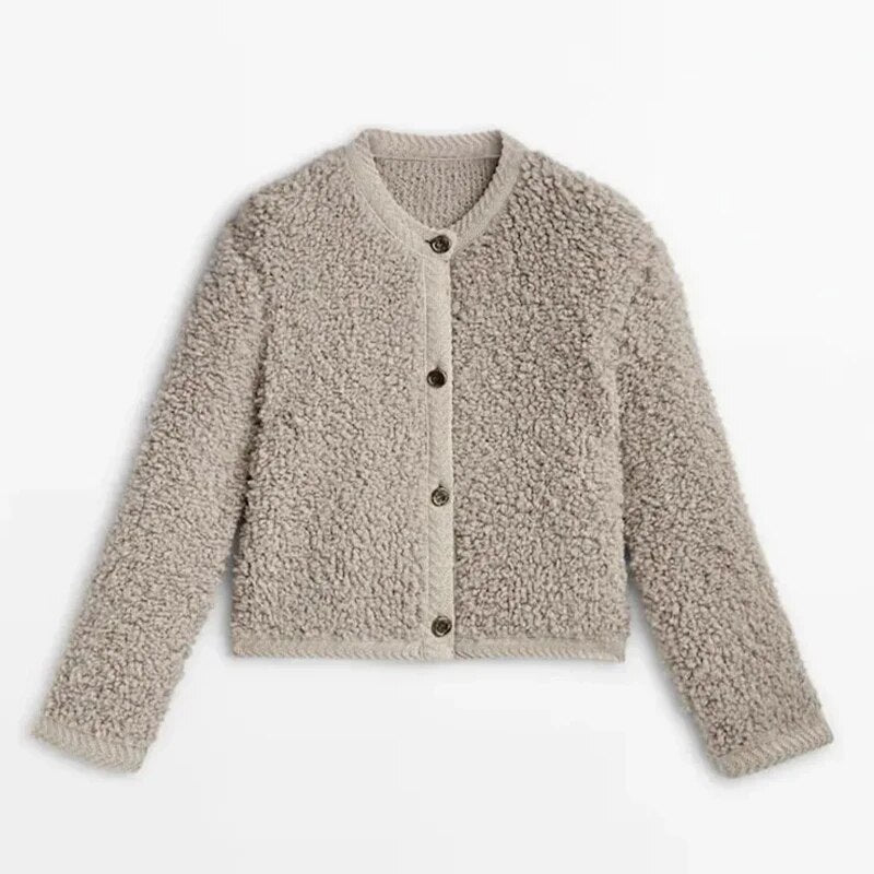 Warm Weich Gefüttert Modischer Teddy Elegant Damen Mantel