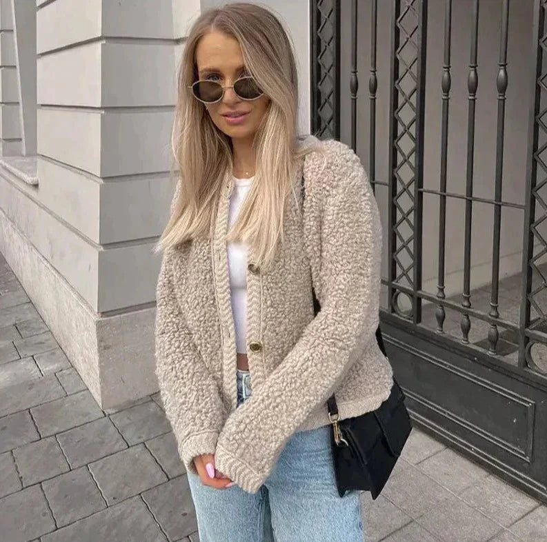 Warm Weich Gefüttert Modischer Teddy Elegant Damen Mantel