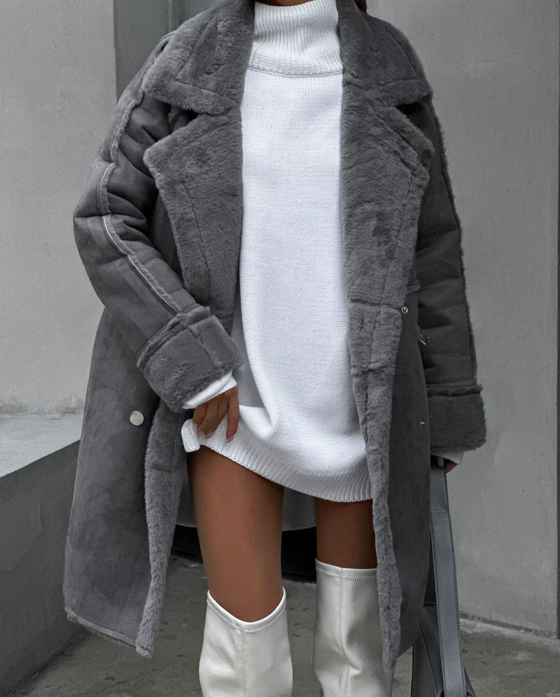 Warm Weicher Teddy Mantel Mit Flauschigem Glanz Coat