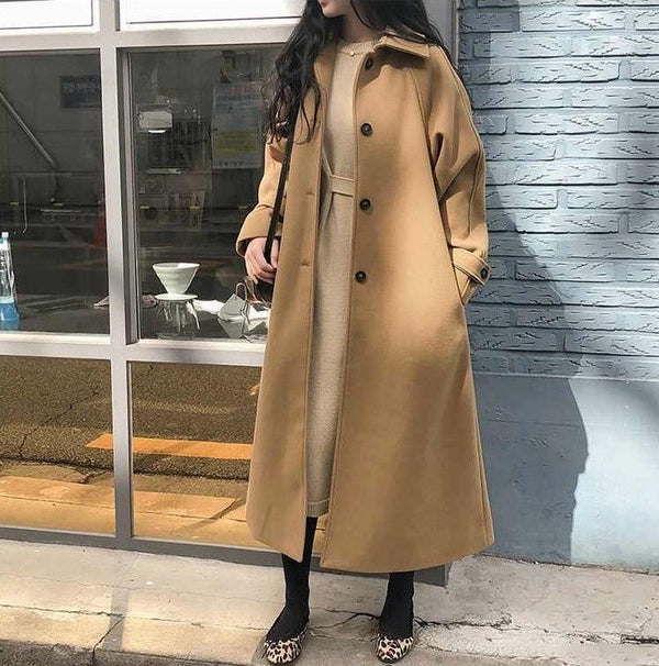 Warme Damen Klassischer Eleganter Trenchmantel Lang Coat