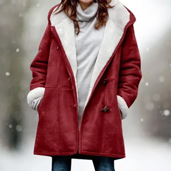 Warme, lange Damen-Winterjacke mit Kapuze