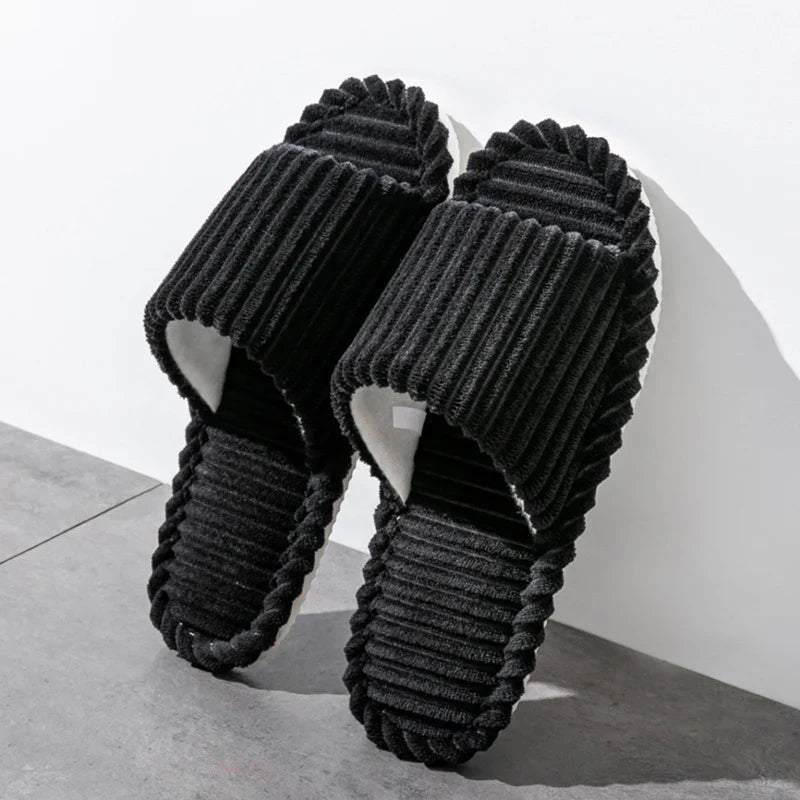 Warme Weiche Streifen Unisex Bequeme Kuschelige Hausschuhe