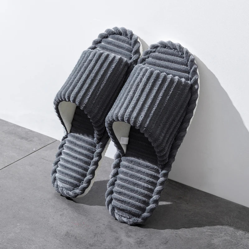 Warme Weiche Streifen Unisex Bequeme Kuschelige Hausschuhe