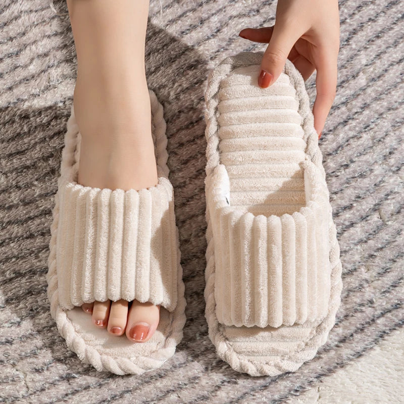 Warme Weiche Streifen Unisex Bequeme Kuschelige Hausschuhe