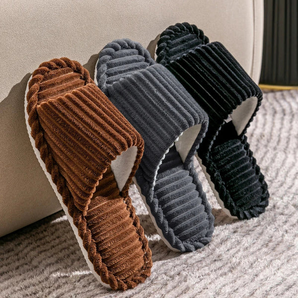 Warme Weiche Streifen Unisex Bequeme Kuschelige Hausschuhe