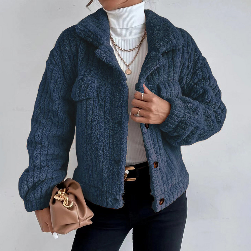 Warmer Kuscheliger Teddy Mantel Kurz Elegant Jacket