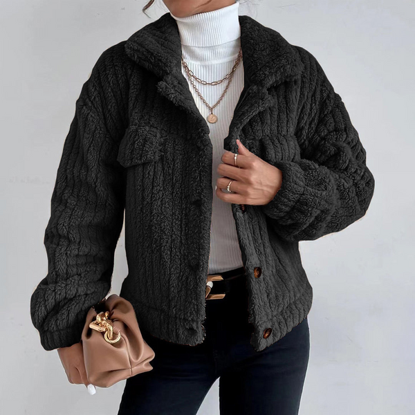 Warmer Kuscheliger Teddy Mantel Kurz Elegant Jacket