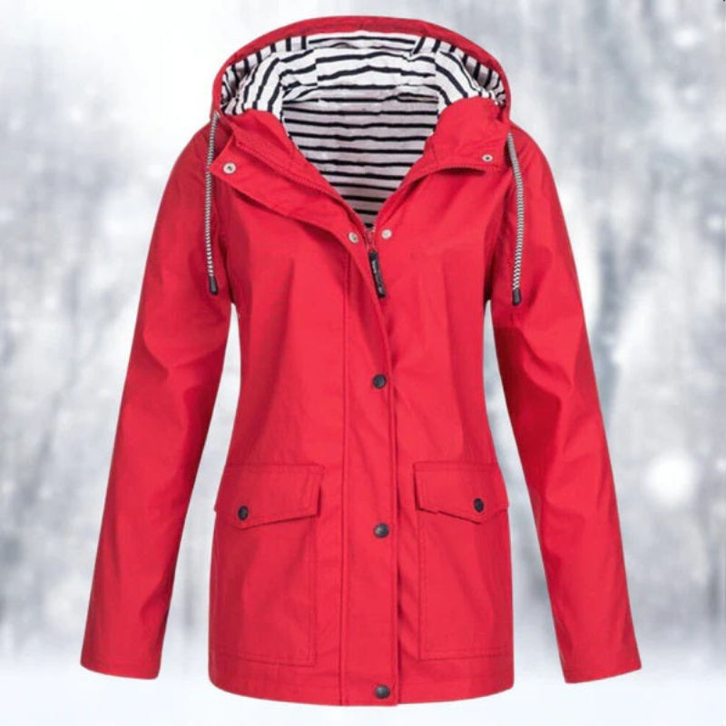 Wasserdichte Damen-Regenjacke mit Kapuze