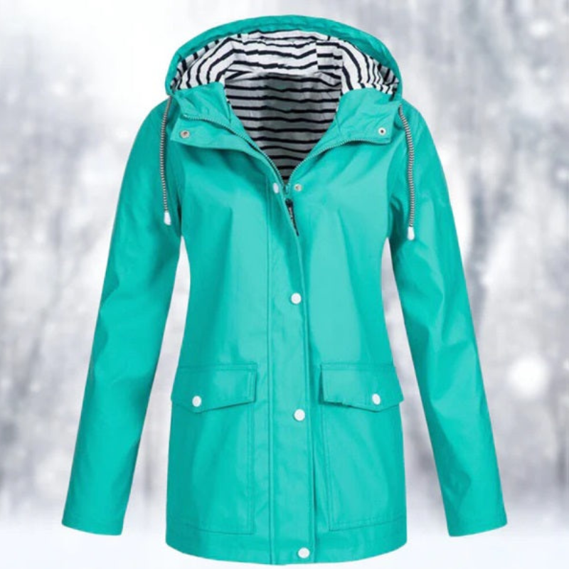 Wasserdichte Damen-Regenjacke mit Kapuze