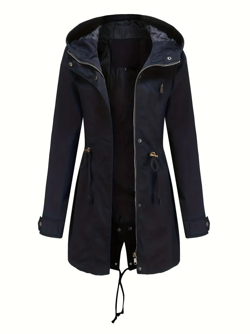 Wasserdichter Warmer Damen Bequemer Kapuze Trenchcoat