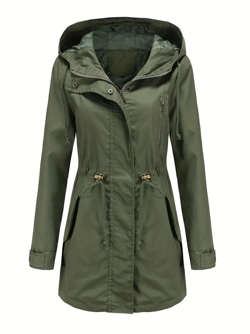 Wasserdichter Warmer Damen Bequemer Kapuze Trenchcoat