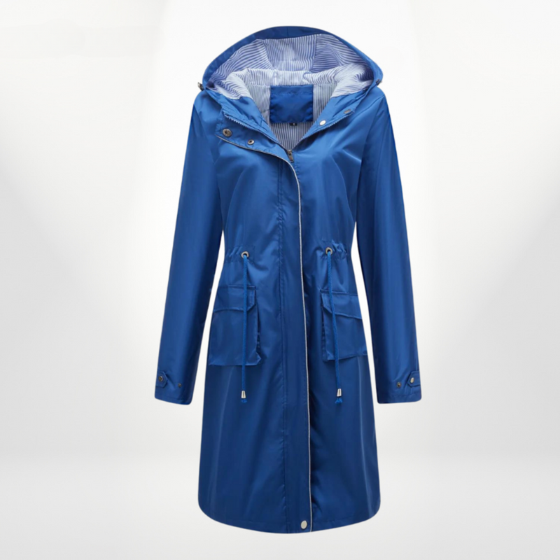 Wasserdichtes Damen Trenchcoat Mit Kapuze Leichter Mantel