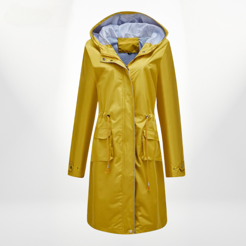 Wasserdichtes Damen Trenchcoat Mit Kapuze Leichter Mantel
