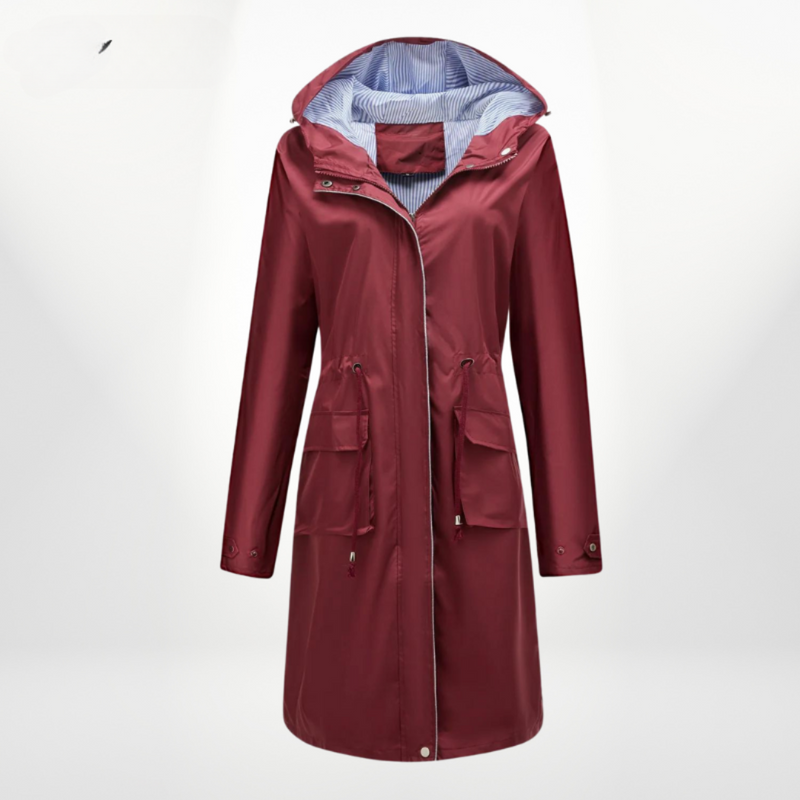 Wasserdichtes Damen Trenchcoat Mit Kapuze Leichter Mantel