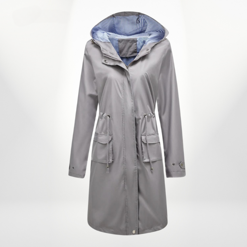 Wasserdichtes Damen Trenchcoat Mit Kapuze Leichter Mantel