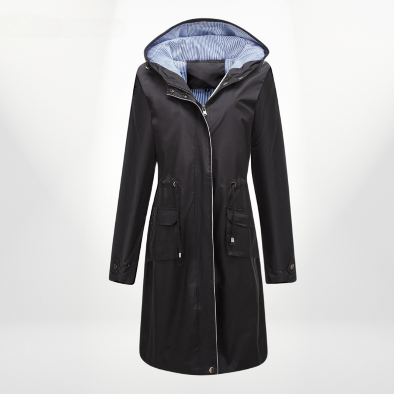 Wasserdichtes Damen Trenchcoat Mit Kapuze Leichter Mantel
