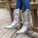 Weiche Warme Glitzer Western Reißverschluss Stiefel
