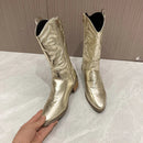 Weiche Warme Glitzer Western Reißverschluss Stiefel