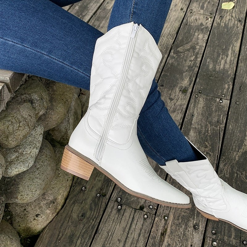 Weiche Warme Glitzer Western Reißverschluss Stiefel