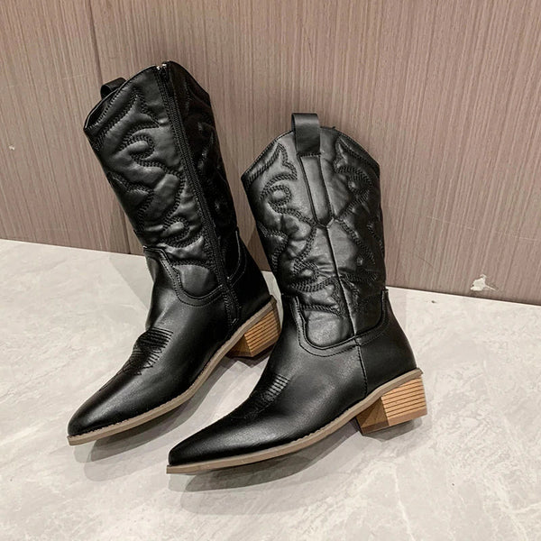 Weiche Warme Glitzer Western Reißverschluss Stiefel