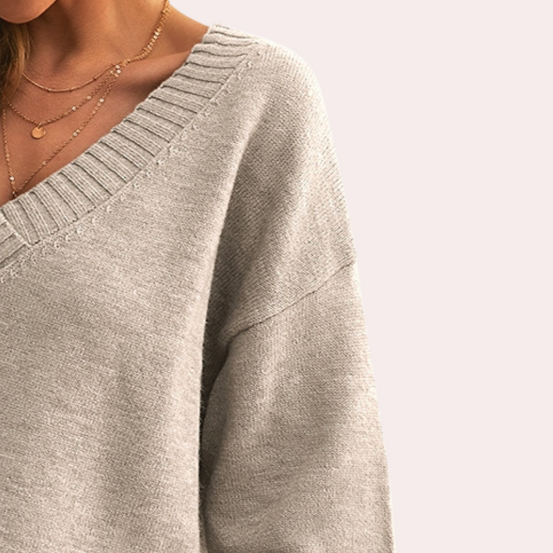 Weicher Damen-Pullover Mit V-Ausschnitt Für Elegante Anlässe