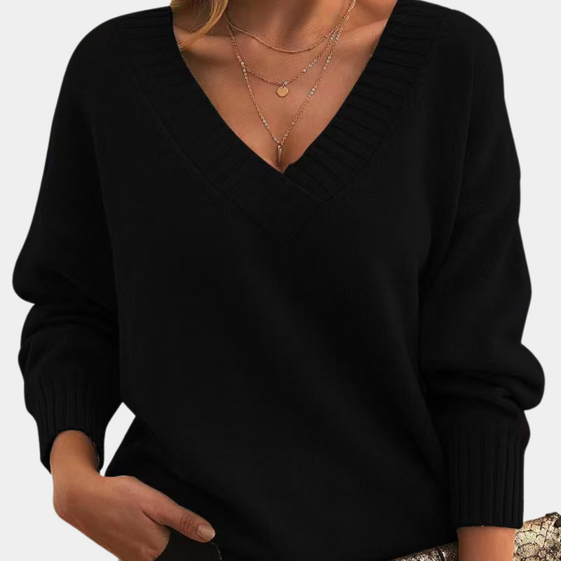 Weicher Damen-Pullover Mit V-Ausschnitt Für Elegante Anlässe