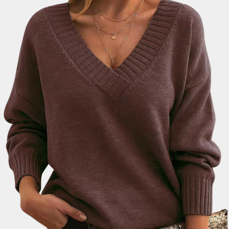 Weicher Damen-Pullover Mit V-Ausschnitt Für Elegante Anlässe