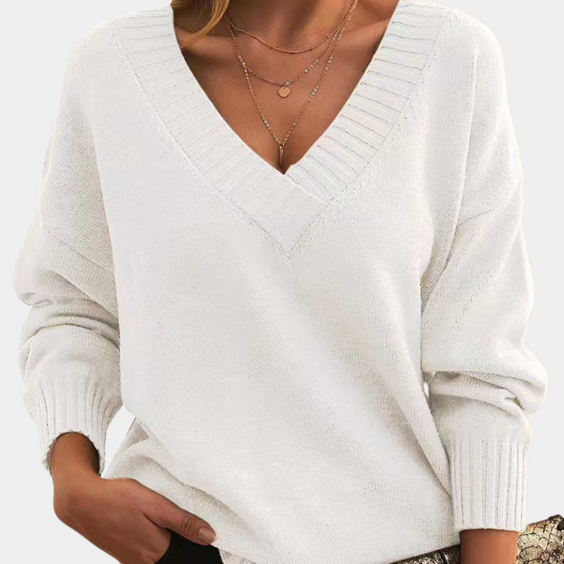 Weicher Damen-Pullover Mit V-Ausschnitt Für Elegante Anlässe