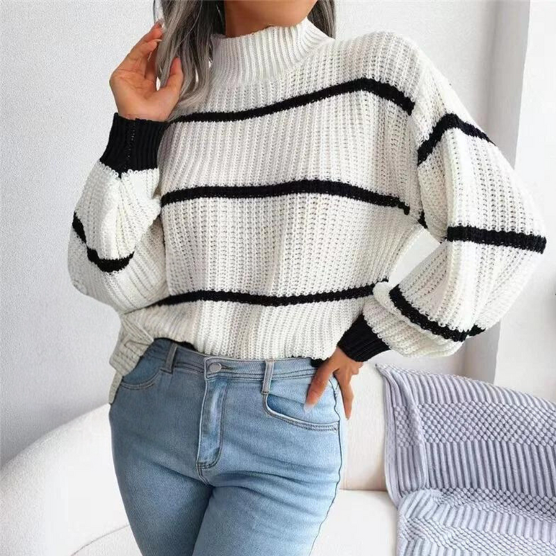 Weicher Damenpullover mit modernem Schnitt und hohem Kragen