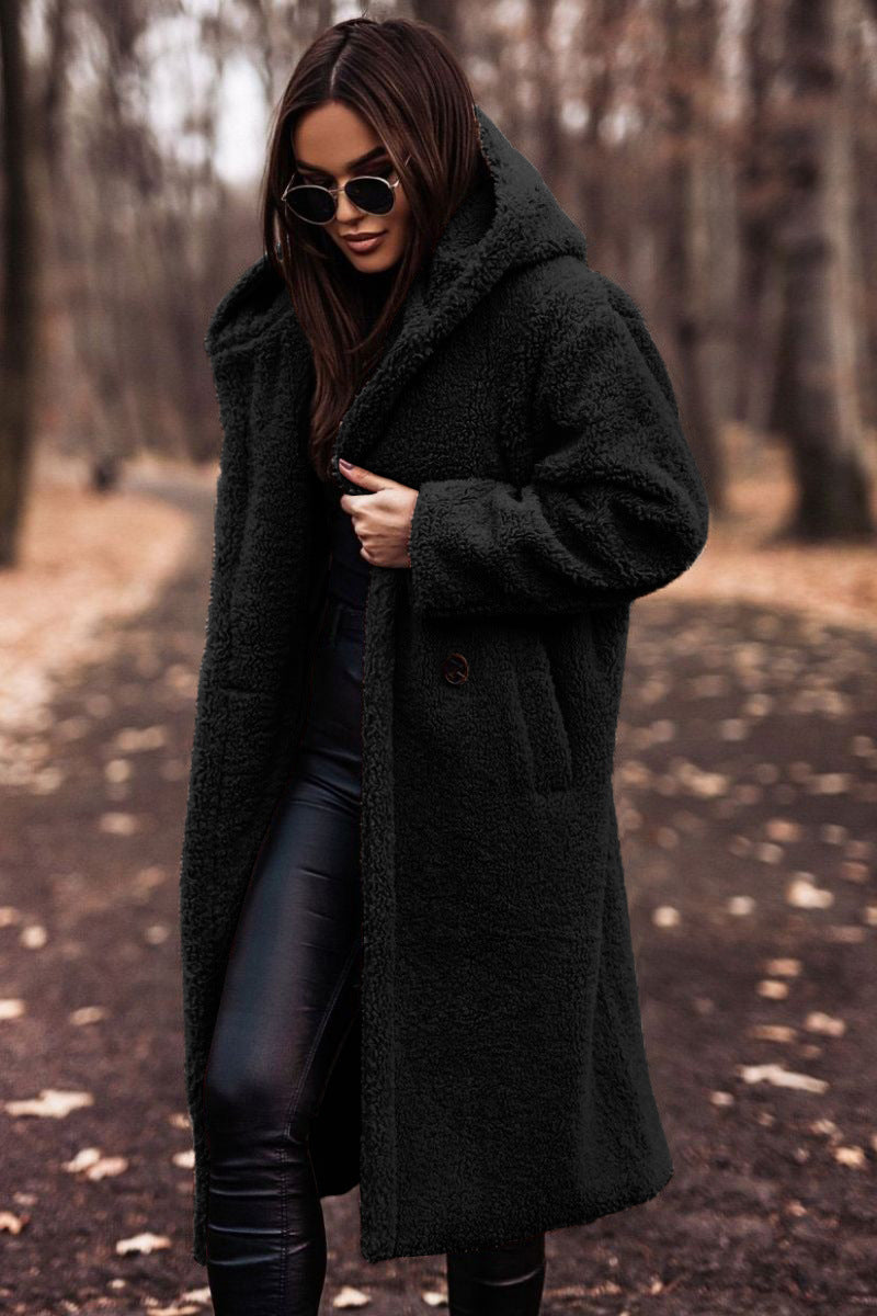 Weicher Übergroßer Damen Teddy Mantel Mit Kapuze Coat
