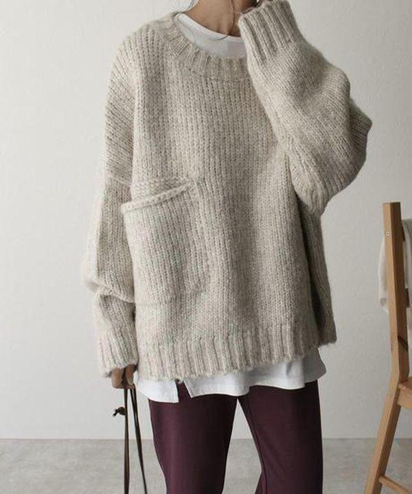Wesson – Übergroßer Pullover mit Taschen und Komfort in Elfenbein