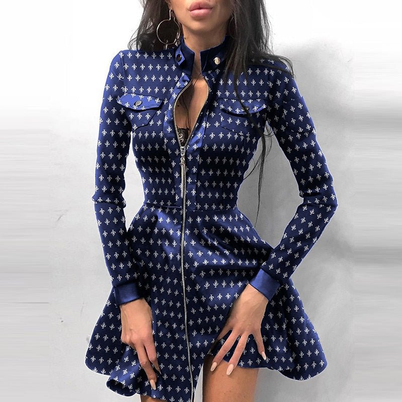 Elegantes EmmaLeder-Reißverschluss Minikleid für jeden Anlass