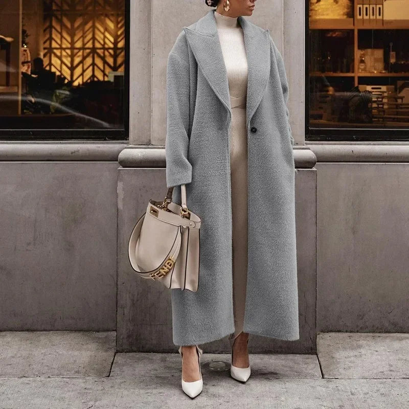 Zeitlos Eleganter Oversized Lang Mit Revers Mantel
