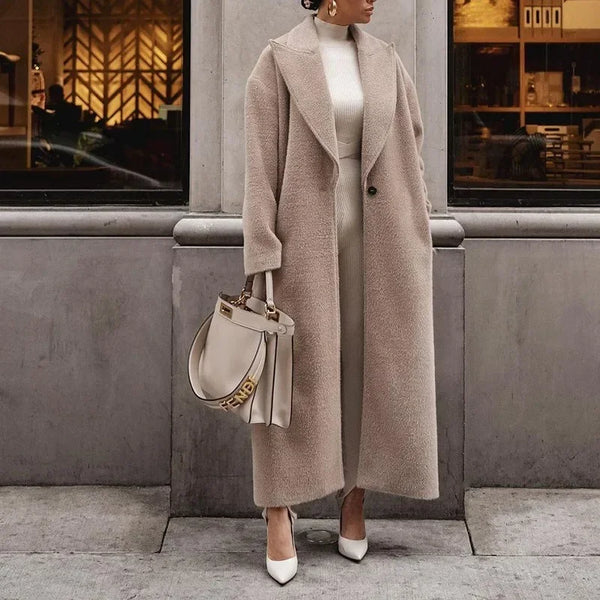 Zeitlos Eleganter Oversized Lang Mit Revers Mantel
