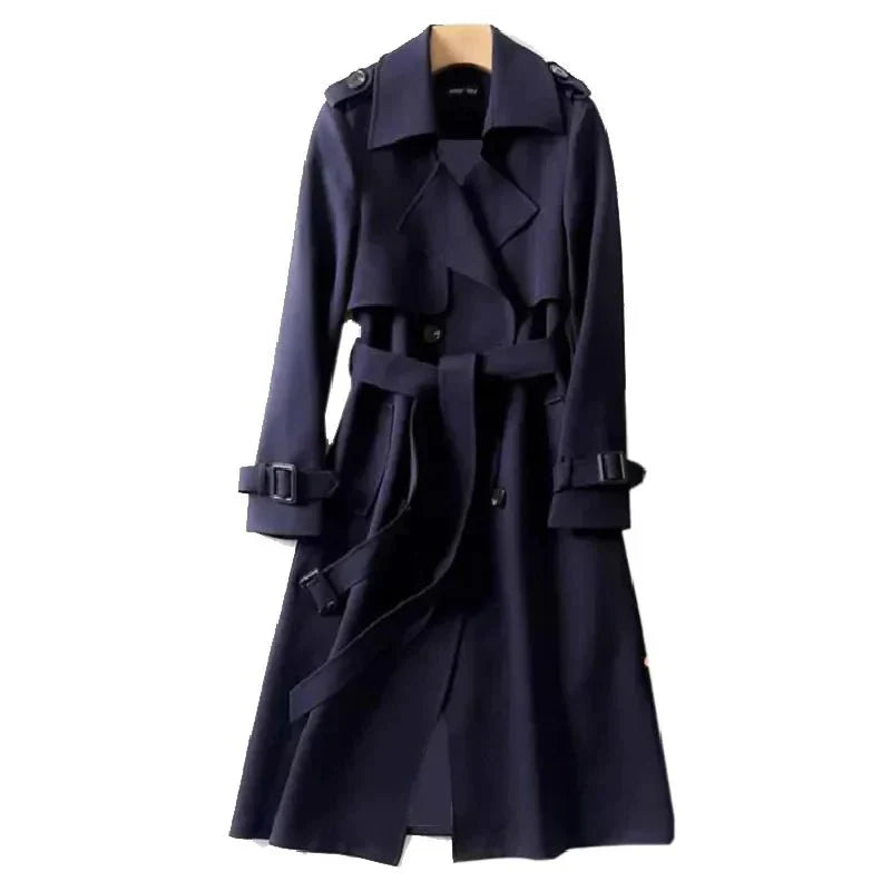 Zeitlos Eleganter Warmer Langer Leichter Trenchcoat